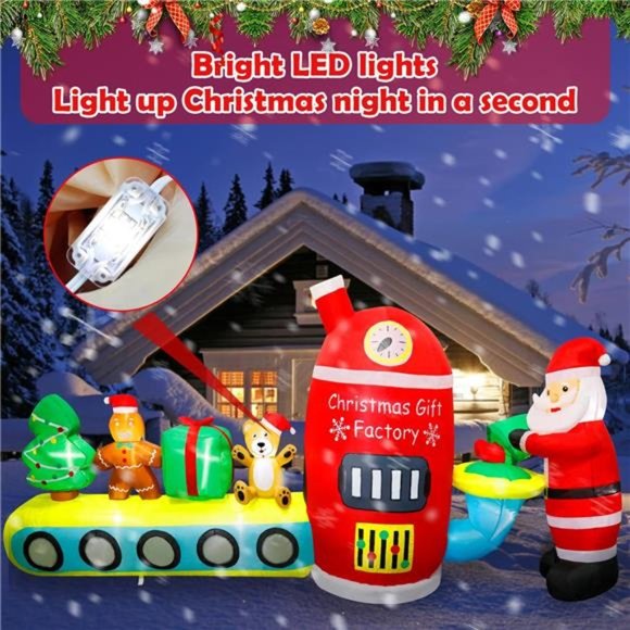 10FT Christmas Inflatables Outdoor Decorations Train with  Built-in LED Lights - Picture 3 of 7